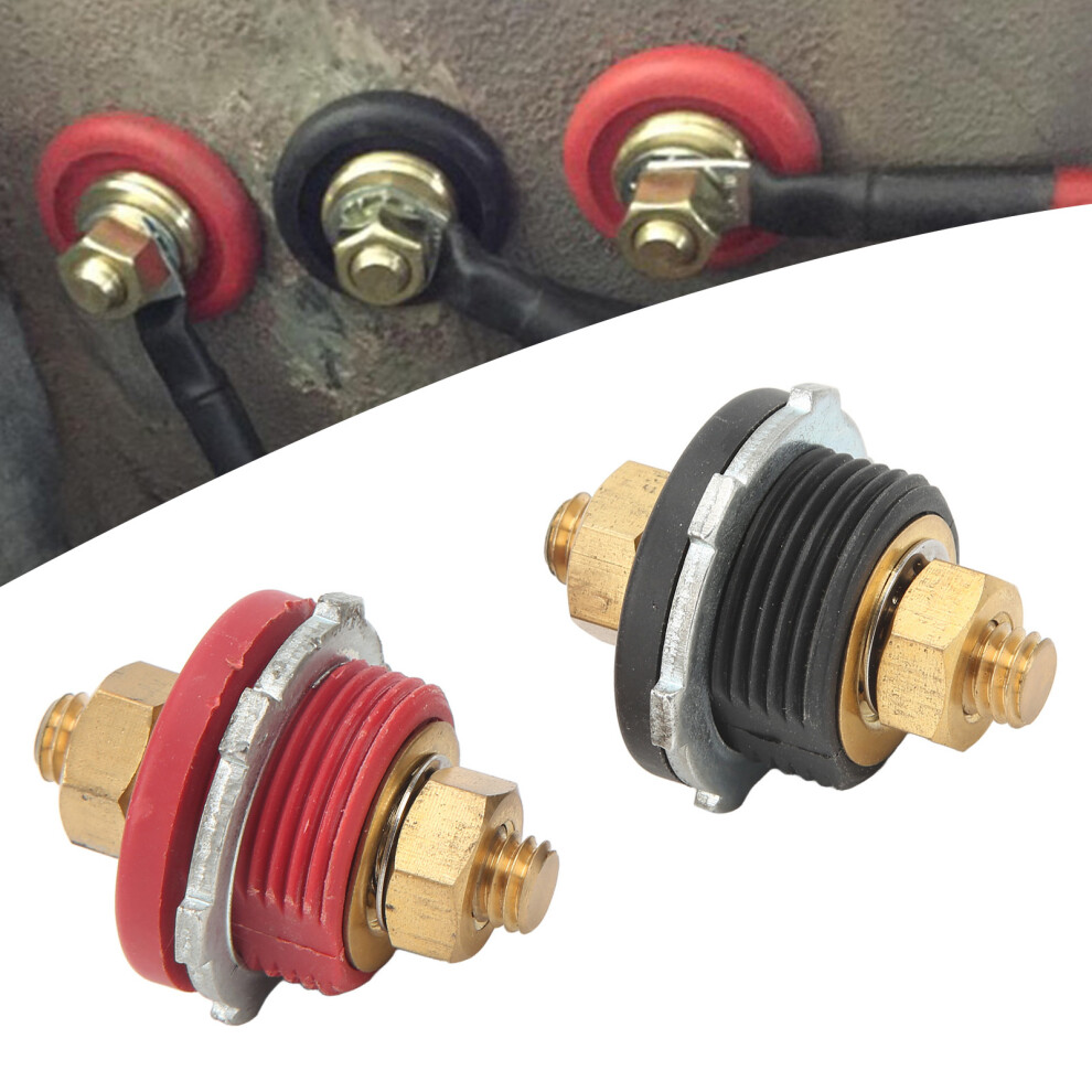 3/8In Battery Terminal Connectors 2 Pcs 250A Thru Panel Post For Cars Rvs Ships 8731390067022