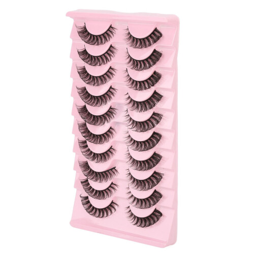 10 Pairs Fluffy False Eyelashes Set DD Curl 3D Wispy Reusable