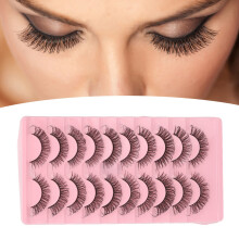 10 Pairs False Eyelashes Set DD Curl Wispy Fluffy Reusable 3D Faux Lashes