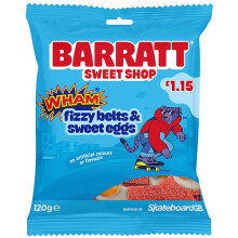 Barratts Wham Belts & Sweet Eggs 120g (Pack of 12)