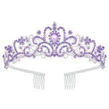 Elegant Royal Tiara Headband for Women Wedding or Party Adjustable Comfortable Fit Purple