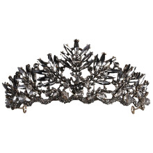 Bronze Crystal Wedding Tiara Princess Crown for Bridesmaids Flower Girls Bridal Rhinestone Hair Accessory