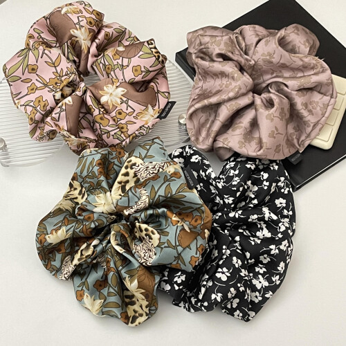 Silk Scrunchies Set of 4 Pure Mulberry Silk Hair Ties AntiCrease Gentle Hold for Women and Girls 1
