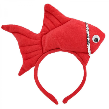 (Red) Sweet Halloween Live Broadcast Hairband Women Students Photoshoot Hairband Stuffed Fish Shape Headbands Multiple Color Yellow