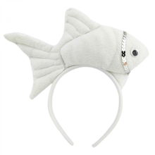 (White) Sweet Halloween Live Broadcast Hairband Women Students Photoshoot Hairband Stuffed Fish Shape Headbands Multiple Color Yellow