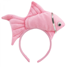 (Pink) Sweet Halloween Live Broadcast Hairband Women Students Photoshoot Hairband Stuffed Fish Shape Headbands Multiple Color Yellow