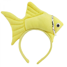 (Yellow) Sweet Halloween Live Broadcast Hairband Women Students Photoshoot Hairband Stuffed Fish Shape Headbands Multiple Color Yellow