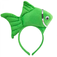 (Green) Sweet Halloween Live Broadcast Hairband Women Students Photoshoot Hairband Stuffed Fish Shape Headbands Multiple Color Yellow