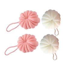 Bath Loofah 4 Pack Pumpkin Shape Shower Puff for Gentle Skin Exfoliation and Rich Bubble Lather