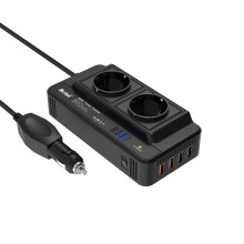 MEIND M8300 Inverter per auto ad alta potenza da 24V a 220V 200W con doppia presa di corrente europea e 4 porte USB szsh02