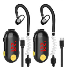 2-pack supermini walkietalkies met oortjes, draagbare FM-transceiver, portofoon voor beveiliging, restaurants en supermarkten.