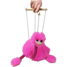 Puppet On Strings, Handmade Ostrich Marionette Puppets , Parent Child Interactive Educational Props For Children Kids , Pink
