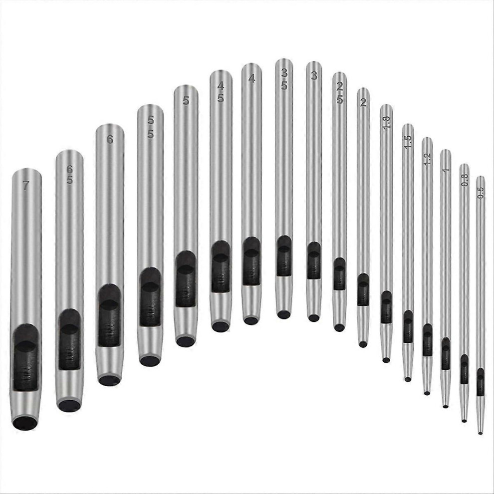 17Pcs Round Leather Hole Punch Tool 0.5-7Mm, Metal Hollow Hole Punching For Leather Craft Punch Tool 6083684298417