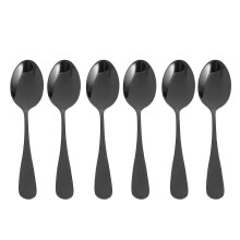 Black teaspoons teaspoons, Mini stainless steel cake spoons, scoop for ice cream , small teaspoons for dessert, set of 6 (black coffee spoon