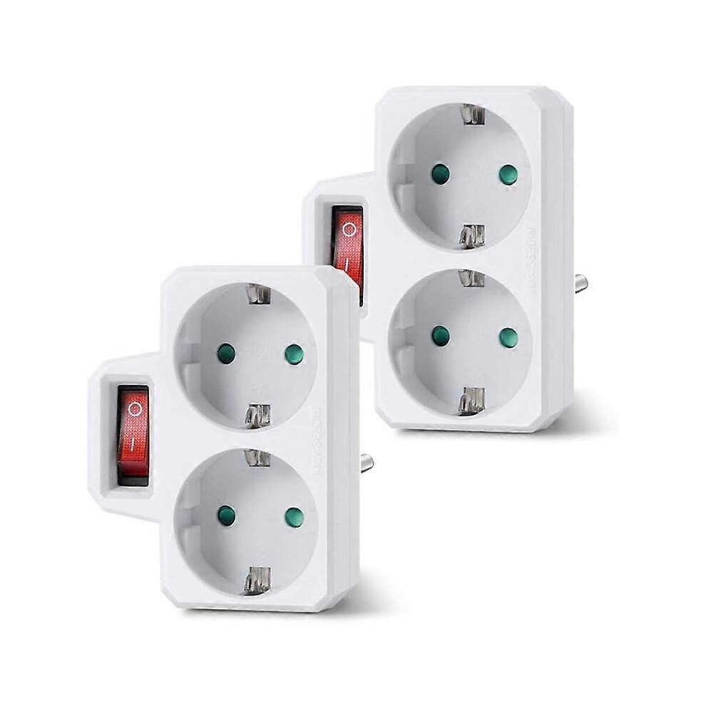 Socket Adapter, Double Plug For Socket, Double Socket With Switch 3800W For Office, Home Or Travel, Eu Plug (2 Pack) 6083684293986