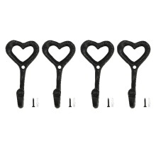 4x Cast Iron Heart Hooks Heart-shaped Hook Retro Iron Hooks