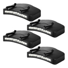 4 Pcs Hat Light Clip 11 LED Cap Lights Clip on Hat Headlamp Battery Powered Cap Brim Lamp Black Waterproof Edition 0118