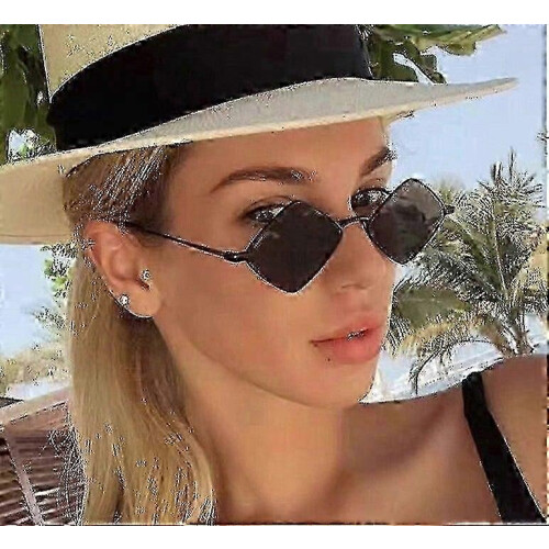 Gafas de sol de metal con forma de rombo multicolor para mujer - Accesorio de moda con 1