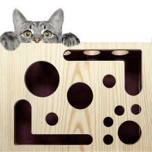 Scatola in legno per limare le unghie dei gatti, scatola di arricchimento con gioco da grattare per gatti, lab