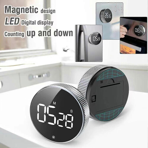 Timer digitale magnetico con ampio display a LED e volume regolabile, ideale per studenti, studio, cucina, con 2
