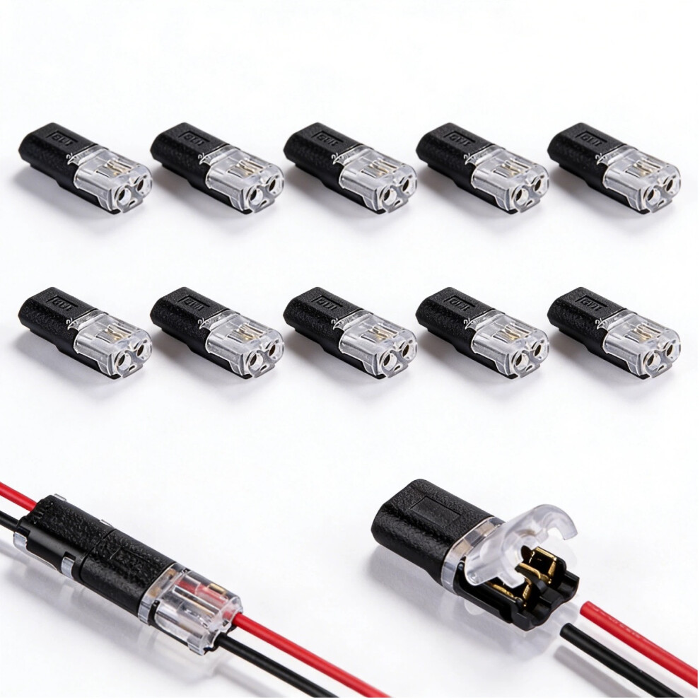 10Pcs Double-Wire Plug-In Connector With Locking Buckle,Pluggable Connectors 2 Pin 2 Way Universal Compact Wire Terminal 6083684300455