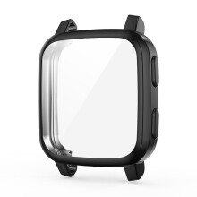 Kompatibel mit Garmin Venu Sq TPU-Schutzhülle mit vollständiger Abdeckung und galvanisierter Beschichtung (Schwarz)