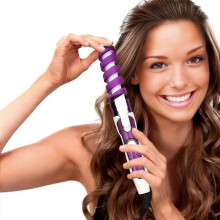 Curling Iron Ceramic Spiral Design Hair Curler Fast Heat Up Dual Voltage Purple