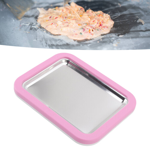 Große rosa Edelstahl DIY Eiscreme-Rollerplatte, 1L, ohne Stecker erforderlich