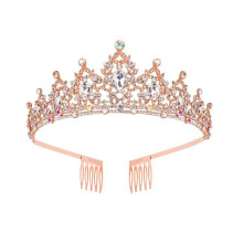 Crystal Hair Crown Bridal Headpiece with Adjustable Fit and Pearl Rhinestone for Wedding or Prom