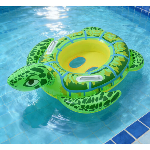 Baby Turtle Ride Swimming Ring, Inflatable Pool Float for Toddlers 2