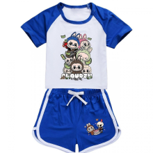 (#4285 Blue, 150/8-9 Years) Set pigiama Labubu per bambini e bambine 2025, costume cosplay, maniche corte, pantaloncini, tuta sportiva