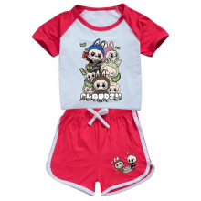 (#4285 Red, 150/8-9 Years) Set pigiama Labubu per bambini e bambine 2025, costume cosplay, maniche corte, pantaloncini, tuta sportiva