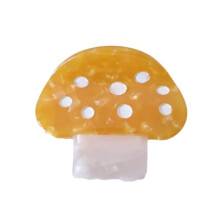 Mini Cellulose Acetate Hair Clips with Retro Mushroom Design, Durable Small Orange Claw for Girls