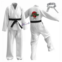 (Adult Height 180cm) Karate Kids KOF Cobra Kai Cosplay Costume Kid Aldult Black White Kimono Uniform Headband Anime Halloween Party Suit Tracksuit