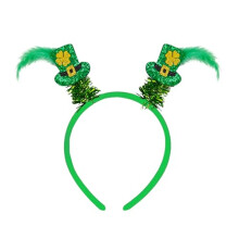 Saint Patrick's Day Clover Headband with Green Hat and Feathers for Adults – Comfortable Fit