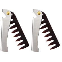 Folding Pocket Comb Set Stainless Steel Wide Tooth Antistatic Design for Men Travel Grooming