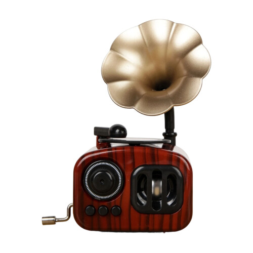 Mini boîte à musique nostalgique, modèle Gramophone manuel,-brun