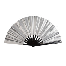 Large 10 Inch Silver Backing Kung Fu Fan For-Silver
