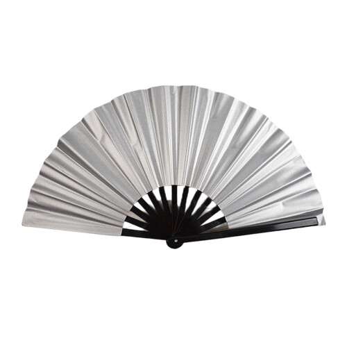 Large 10 Inch Silver Backing Kung Fu Fan For-Silver