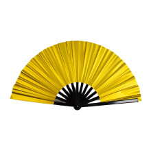 Folding Hand Fan PVC Performances Fan 10 Inch With Backing-Gold