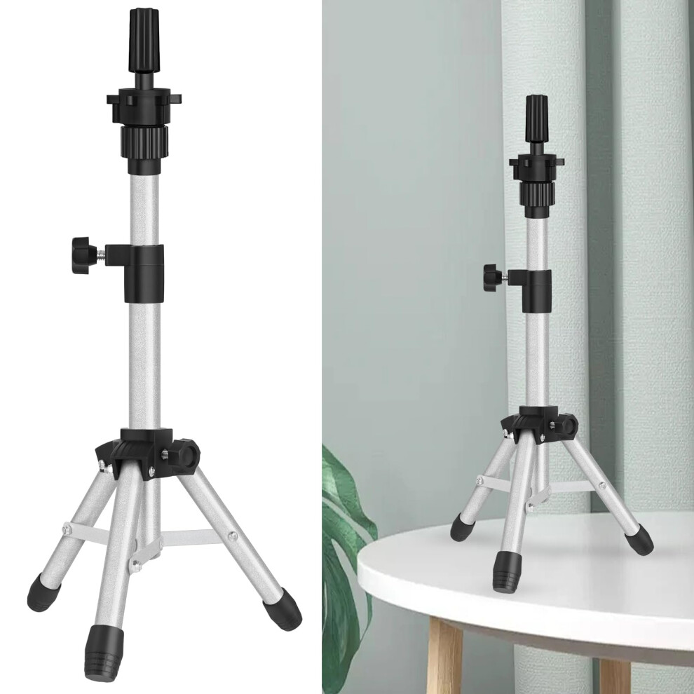 Unisex Wig Stand Tripod 25 Inch Adjustable Height Foldable Stainless Steel Mannequin Head Stand