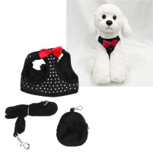 Escape Proof Adjustable Breathable Dog Harness & Leash for Small Dogs, Black Size S