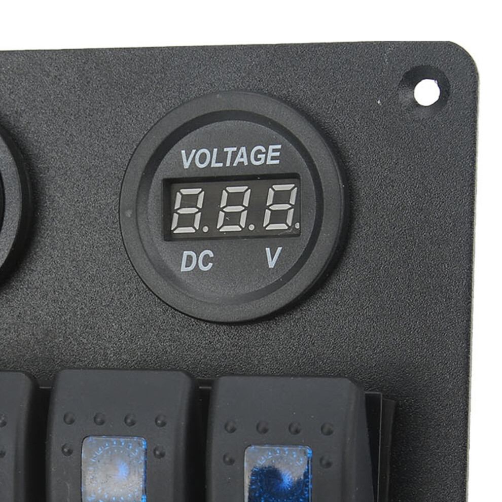 6 Gang Rocker Switch Panel 20A Blue/Light 7806371616160