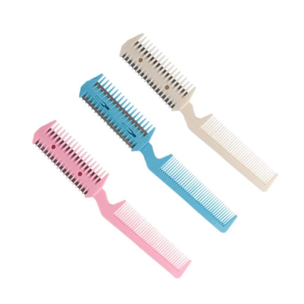 3PCS DoubleSided Razor Hair Cutting Comb with Ergonomic Thick Handle and Rounded Scalp Protection