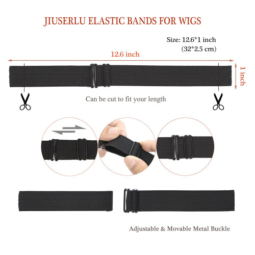 Adjustable Wig Bands Black 10pcs Elastic Straps for Secure Comfortable Fit with Buckle 2