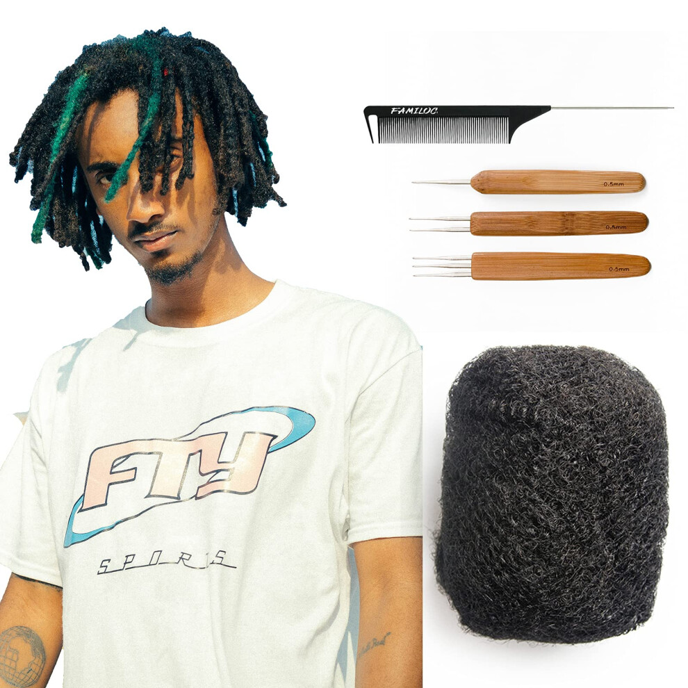 Unisex Black Afro Kinky Human Hair Bulk For Dreadlock Extensions Locs Twists Braids 8 Inch Natural