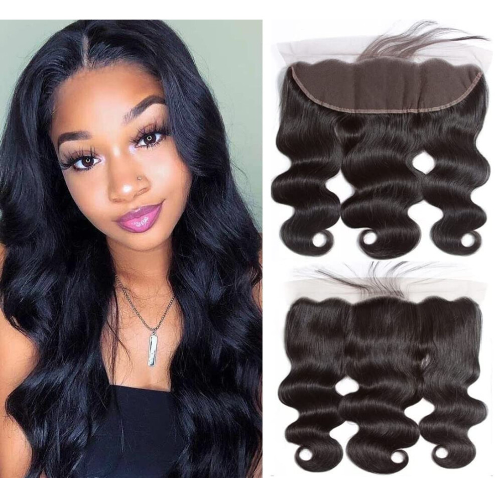 Brazilian Body Wave Lace Frontal 13x4 Closure 100% Human Hair Natural Hairline Ear to Ear