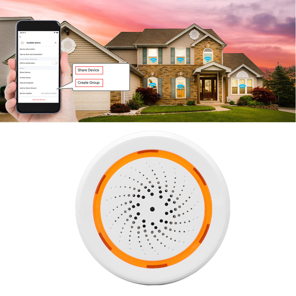 Wireless Smart Sound & Light Alarm 2.4Ghz, 90Db, 55M Range 9431390077869