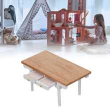 Mini-Holzwurmhaus Schreibplatz Logik & Weiß Moderner Miniaturtisch Spielzeug Möbel