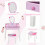 Homcom HOMCOM Kids Dressing Table and Stool Set Make Up Desk with Storage (Pink) 4